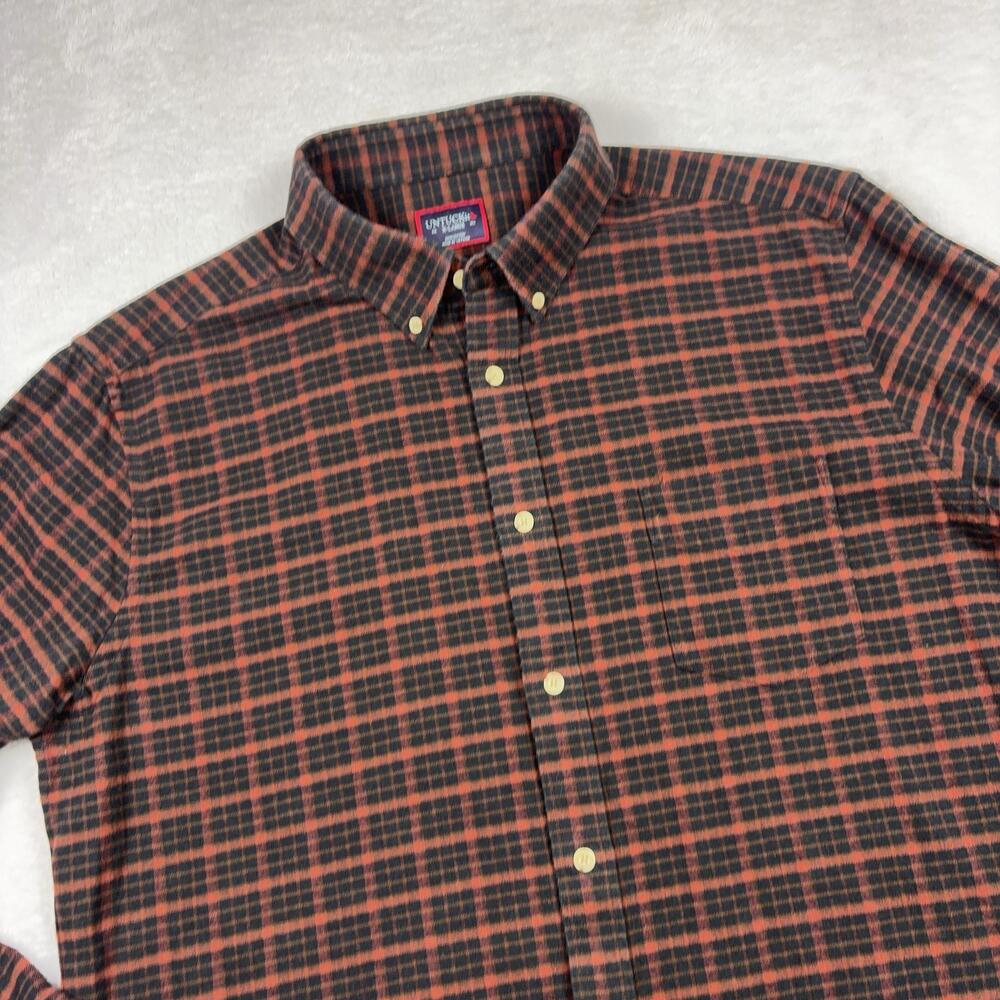 UNTUCKit Button Up Shirt Men XL Green Plaid Flannel Long Sleeve Cotton